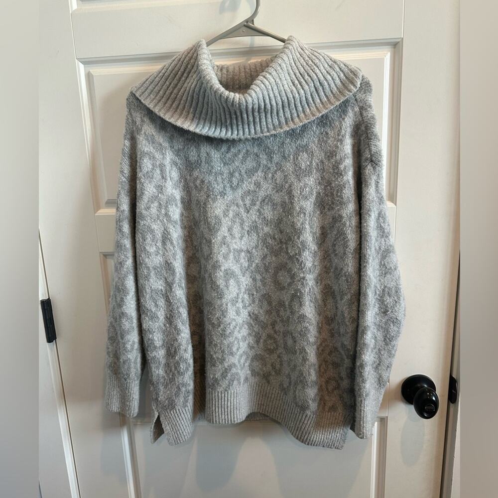 Rachel Zoe Leopard Print Turtleneck Sweater